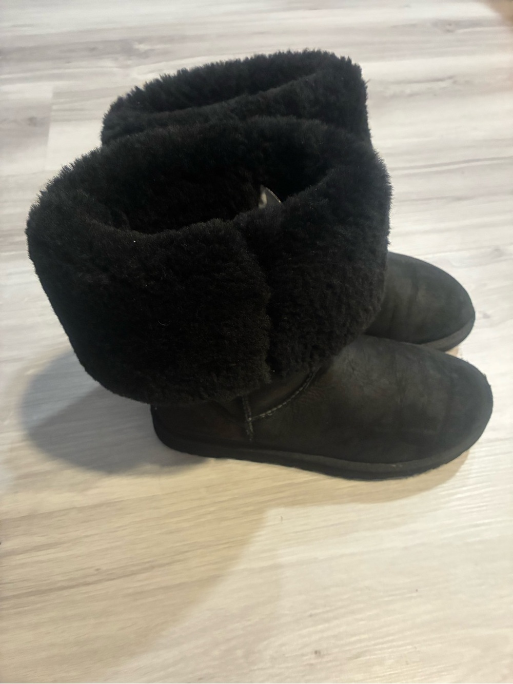 UGG Black Shearling Fold-Down Winter Boots